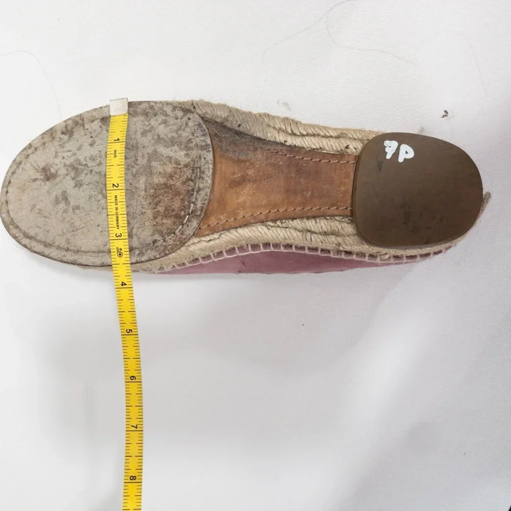 Chloe Scalloped Pink Suede Espadrilles Slip-On Flats Size 9 - Picture 15 of 16